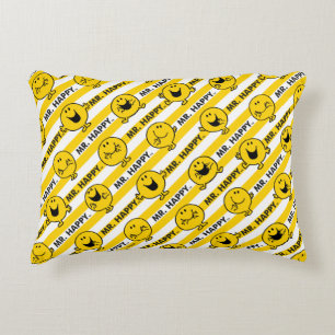 Mr Happy Yellow Stripes Pattern Decorative Cushion