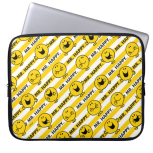 Mr Happy Yellow Stripes Pattern Laptop Sleeve