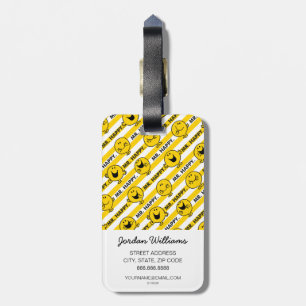 Mr Happy Yellow Stripes Pattern Luggage Tag