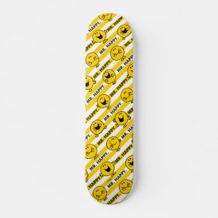 Mr Happy Yellow Stripes Pattern Skateboard