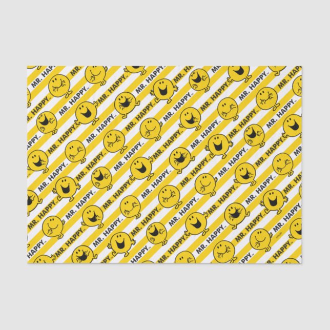 Mr Happy | Yellow Stripes Pattern Tissue Paper (Front)