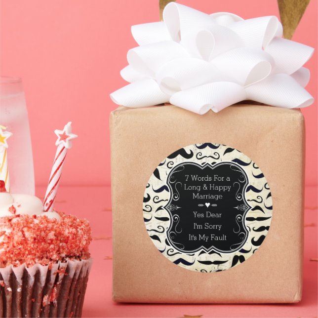 Mr. Hipster Moustache Vintage Retro Classic Round Sticker (Party)