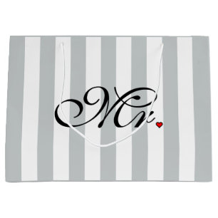 Mr. Husband Groom Click to Customise Colour Stripe Large Gift Bag