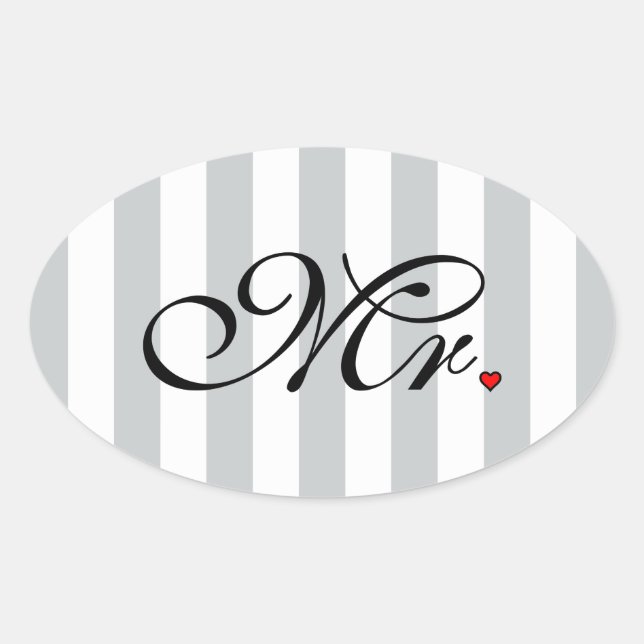 Mr. Husband Groom Click to Customise Colour Stripe Oval Sticker (Front)