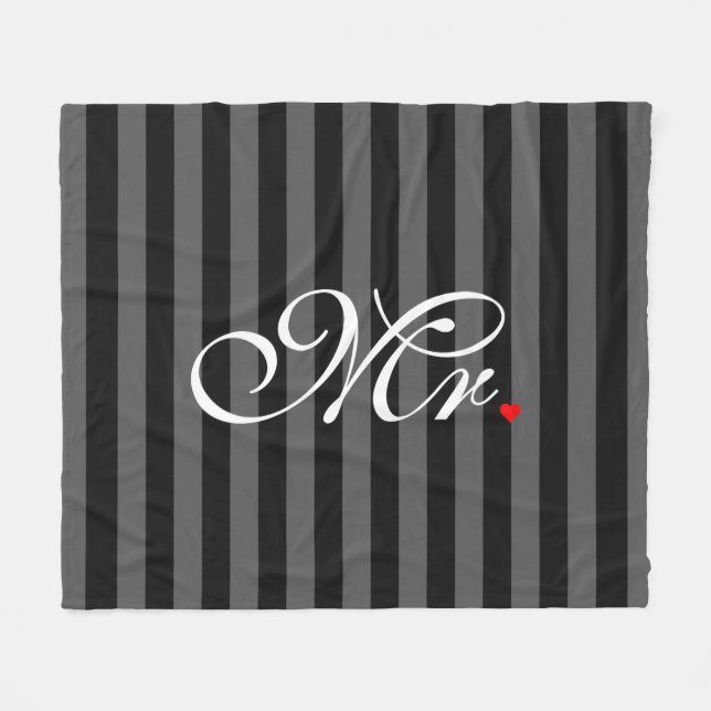 Mr. Husband Groom His Hers Newly Weds Fleece Blanket (Front (Horizontal))
