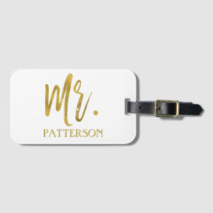 Mr. Last Name Gold Foil Luggage Bag Tag