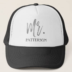 Mr. Last Name Silver Foil and White Trucker Hat
