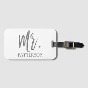Mr. Last Name Silver Foil Luggage Bag Tag