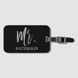 Mr. Last Name Silver Foil Luggage Bag Tag
