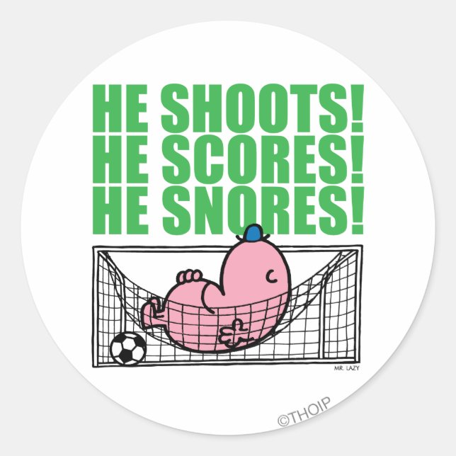 Mr. Lazy Napping In A Soccer Goal Classic Round Sticker (Front)
