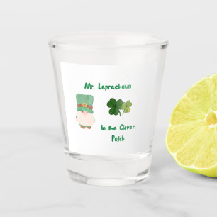 Mr. Leprechaun in the Clover Patch on a  Shot Glass
