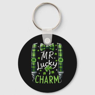 Mr Lucky Charm Suspenders St Patricks Day Key Ring