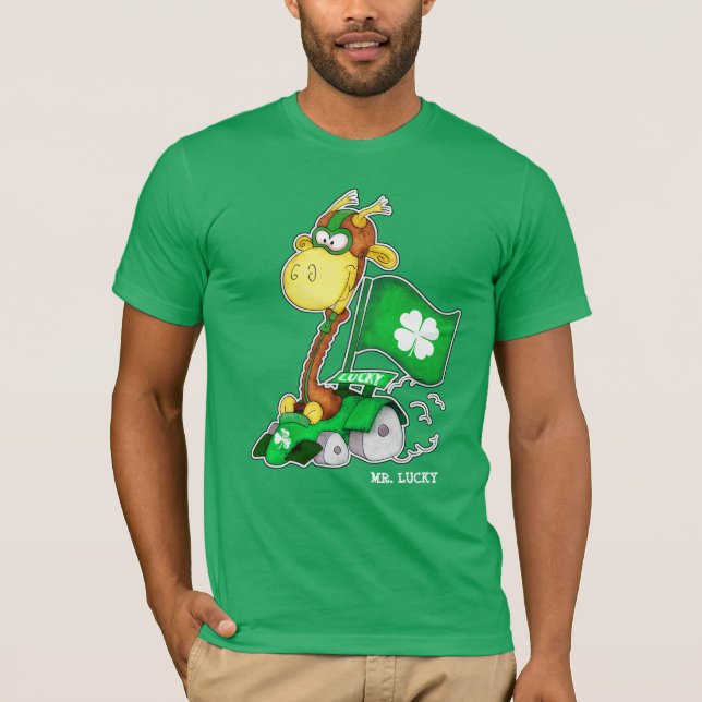 Mr. Lucky. Funny Giraffe St.Patrick's Day T-Shirt (Front)