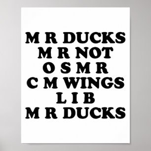 Mr M R Ducks T, Funny Duck Lover, Waterfowl Quote Poster