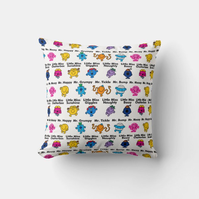 Mr Men & Little Miss | Character Names Cushion (Front)