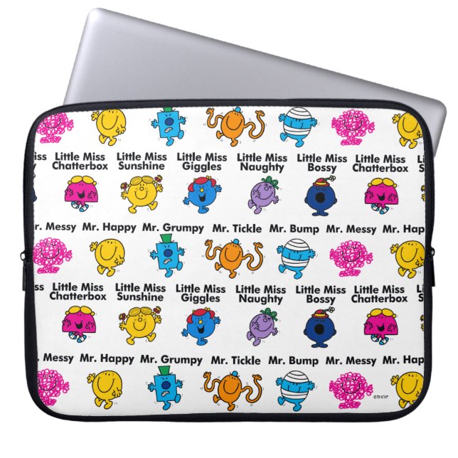Mr Men & Little Miss | Character Names Laptop Sleeve (Front)