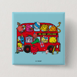 Mr. Men & Little Miss Crowded Bus 15 Cm Square Badge