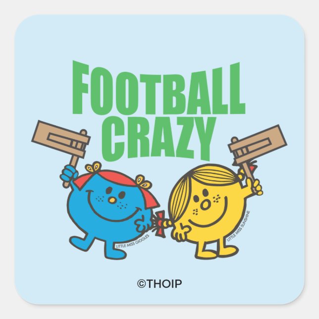 Mr. Men Little Miss Football Crazy Square Sticker (Front)