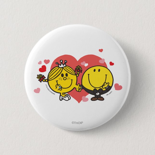 Mr. Men Little Miss Happy Sunshine Wedding 6 Cm Round Badge (Front)