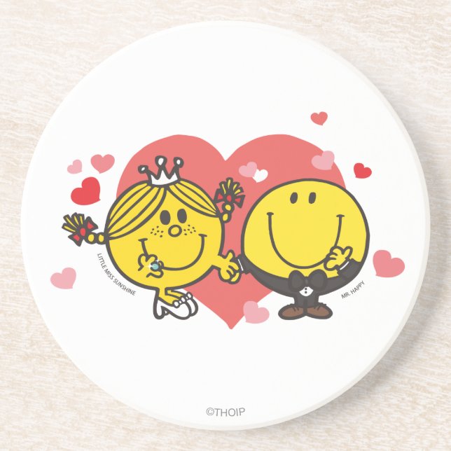 Mr. Men Little Miss Happy Sunshine Wedding Coaster (Front)