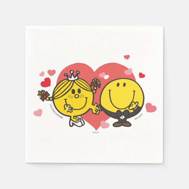 Mr. Men Little Miss Happy Sunshine Wedding Napkin (Front)