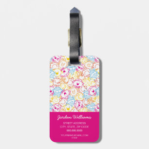 Mr Men & Little Miss Neon Colours Pattern Luggage Tag