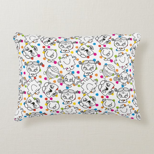 Mr Men & Little Miss | Rainbow Polka Dots Pattern Decorative Cushion (Front)