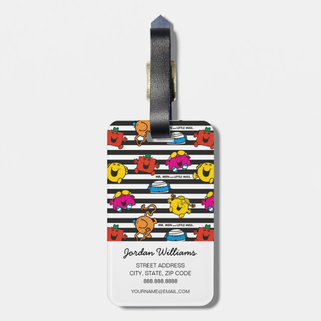 Mr Men & Little Miss | Stripes Pattern Luggage Tag (Back Vertical)