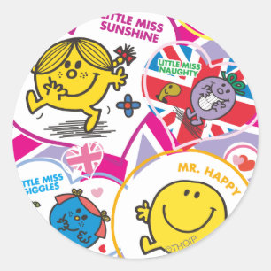 Mr. Men & Little Miss UK Hearts Classic Round Sticker