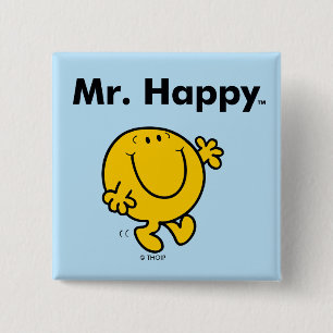 Mr. Men   Mr. Happy Is Always Happy 15 Cm Square Badge