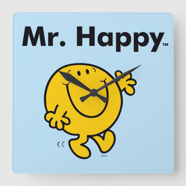 Mr. Men | Mr. Happy Is Always Happy Square Wall Clock (Front)