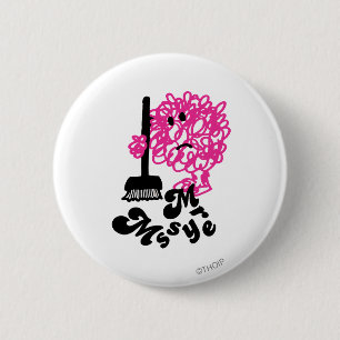 Mr. Messy Broom & Name 6 Cm Round Badge