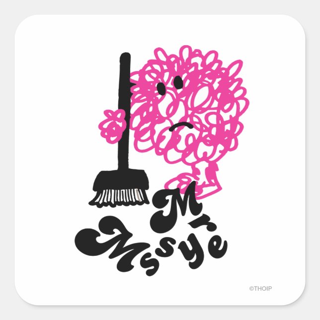 Mr. Messy | Broom & Name Square Sticker (Front)