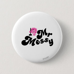 Mr. Messy   Cleaning With Broom 6 Cm Round Badge
