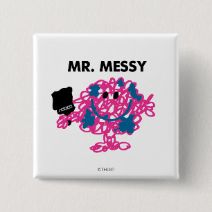 Mr. Messy Holding A Paintbrush 15 Cm Square Badge