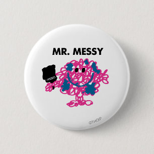 Mr. Messy Holding A Paintbrush 6 Cm Round Badge