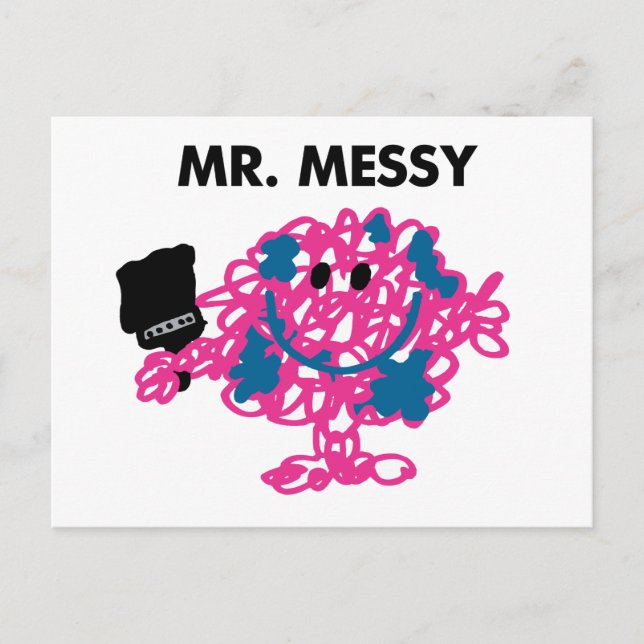 Mr. Messy Holding A Paintbrush Postcard (Front)
