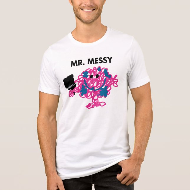 Mr. Messy Holding A Paintbrush Tri-Blend Shirt (Front)