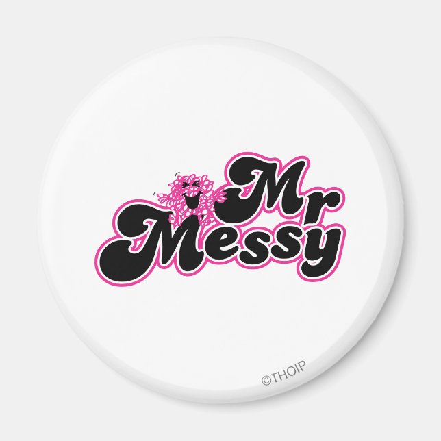 Mr. Messy | Large Black & Pink Letters Magnet (Front)
