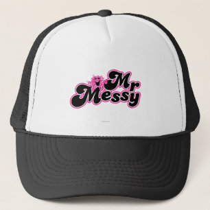 Mr. Messy   Large Black & Pink Letters Trucker Hat