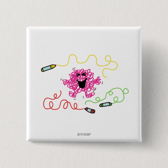Mr. Messy Playing With Crayons 15 Cm Square Badge (Front)