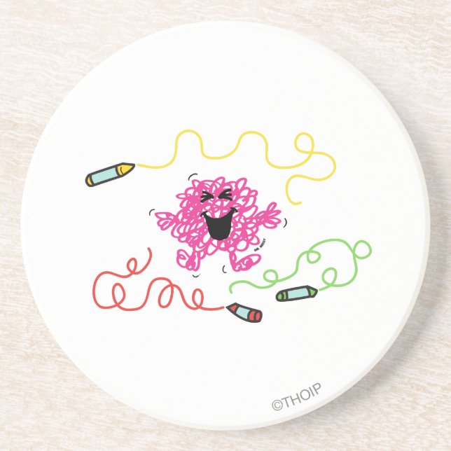 Mr. Messy Playing With Crayons Coaster (Front)