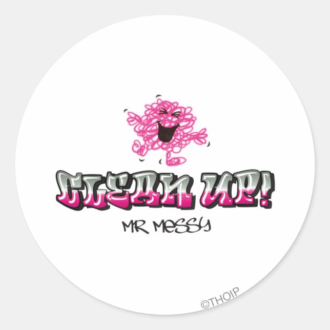 Mr. Messy Says Clean Up Classic Round Sticker (Front)