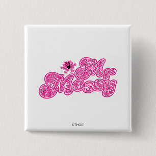 Mr. Messy Sparkling Pink Name 15 Cm Square Badge