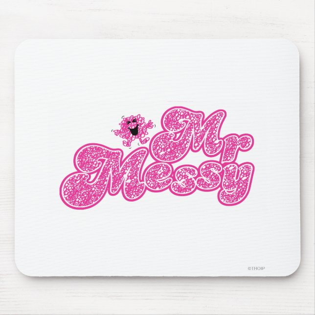 Mr. Messy | Sparkling Pink Name Mouse Pad (Front)