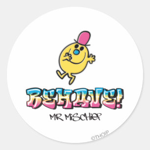 Mr. Mischief   Behave Classic Round Sticker