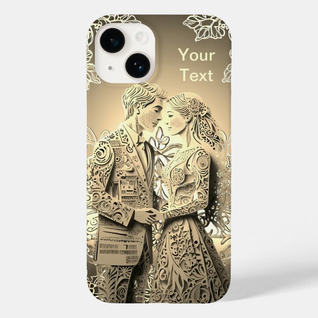 Mr & Miss Loving Couple Just Married Case-Mate iPhone Case (Back)