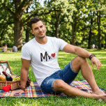 Mr. Modern Black Script Women Red Heart T-Shirt<br><div class="desc">Cute and simple "Mr." shirt in a chic Black script. Makes a great Hubby Gift Red Heart bachelorette party or wedding gift for the future Mr. !</div>