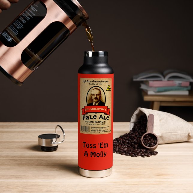 Mr. Molotov's Pale Ale Water Bottle (Coffee (Rotated))