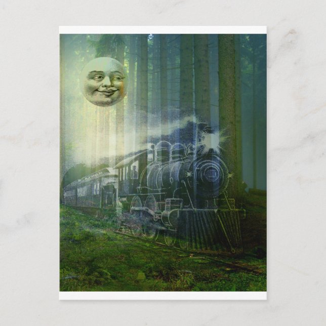 MR MOON AND GHOST TRAIN.jpg Postcard (Front)